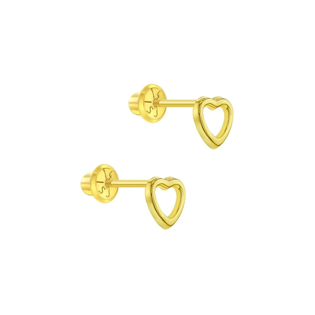 Tiny Open Heart Little Girl's Stud Earring