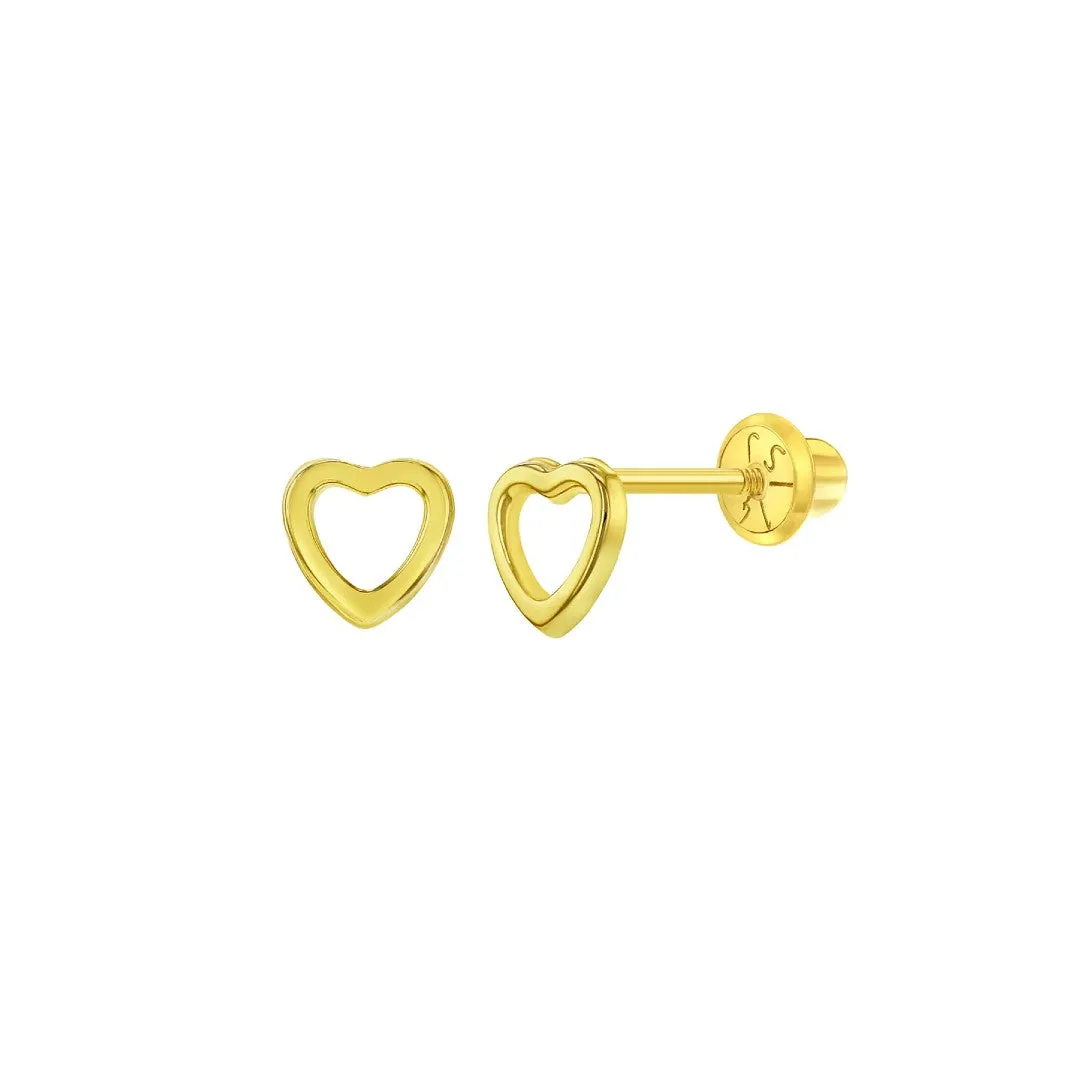 Tiny Open Heart Little Girl's Stud Earring