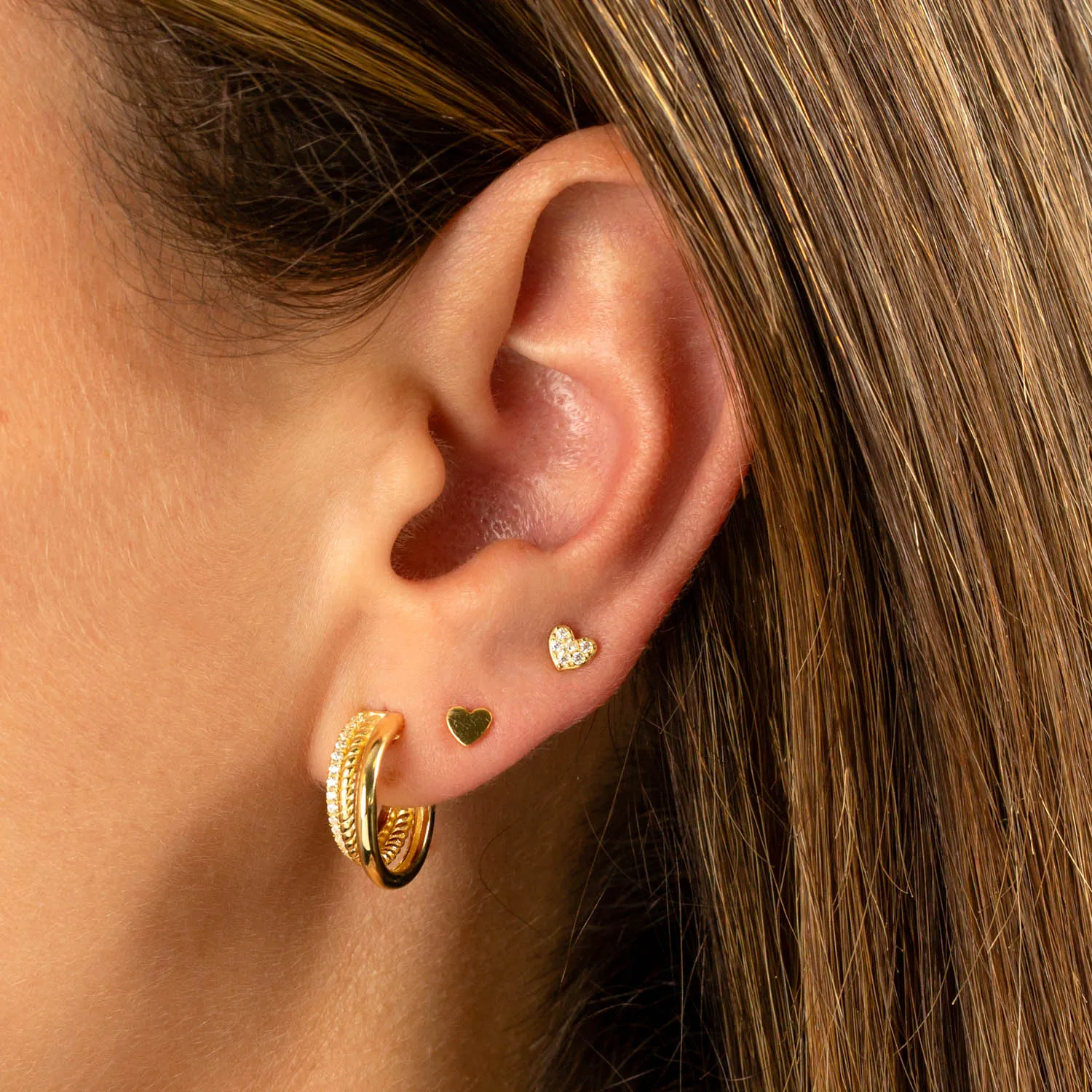 Tiny Pave Heart Stud Earring