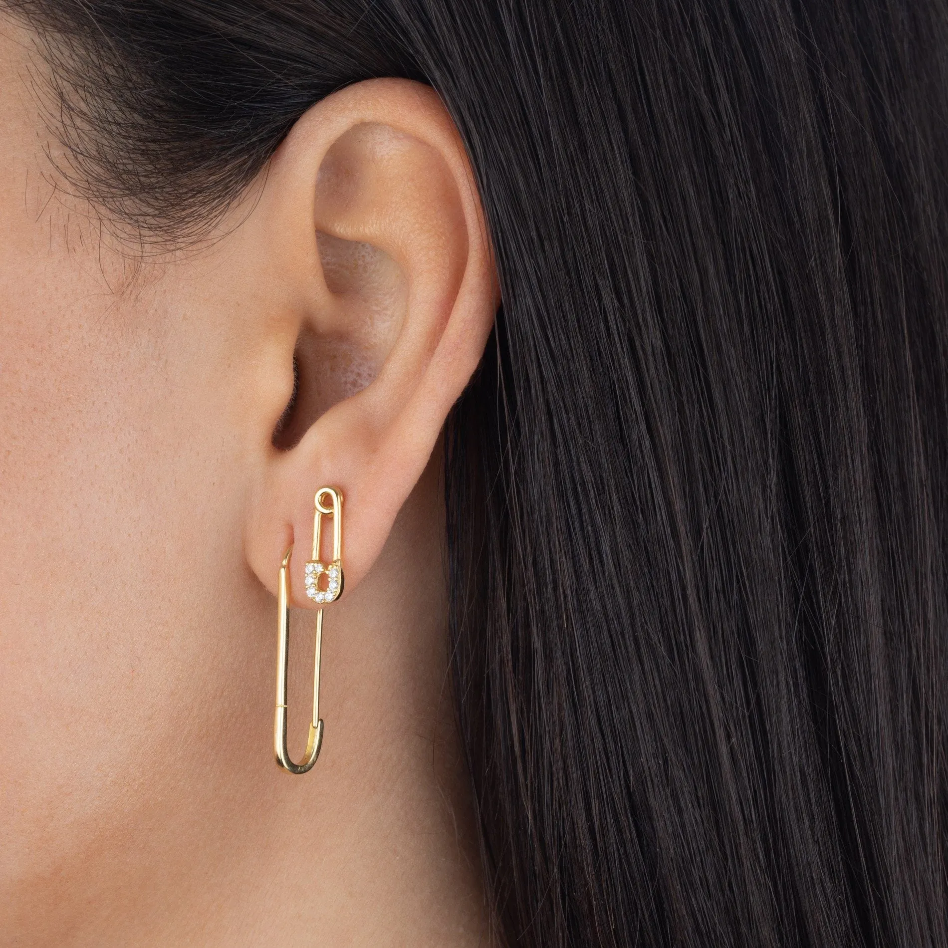 Tiny Safety Pin Stud Earring