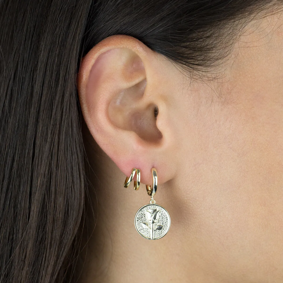 Tiny Solid Double Huggie Earring