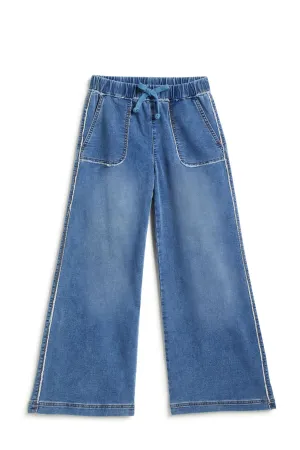 Tractr Drawstring Wide Leg With Fray Hem