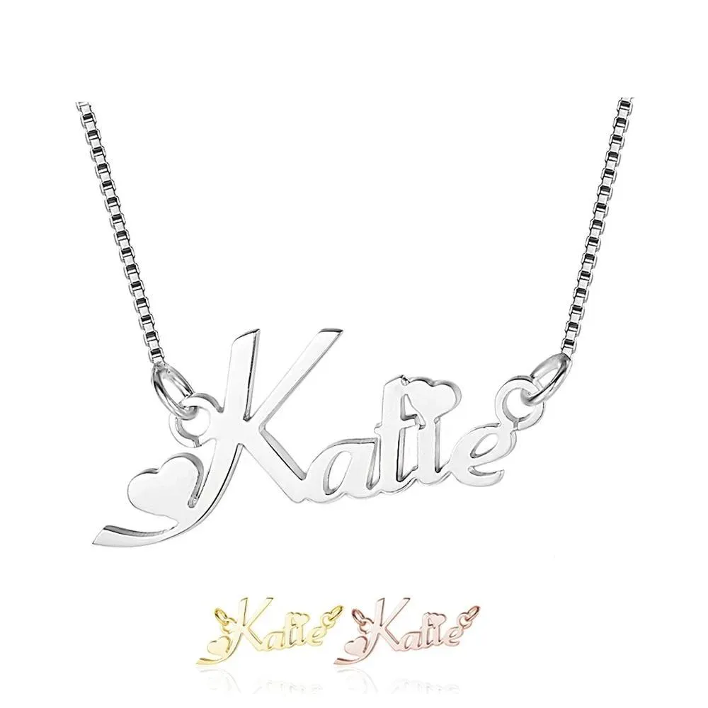 Trendy Personalized Women 925 Sterling Silver Necklace with Customized Russian Name Pendant, Gift for Girlfriend