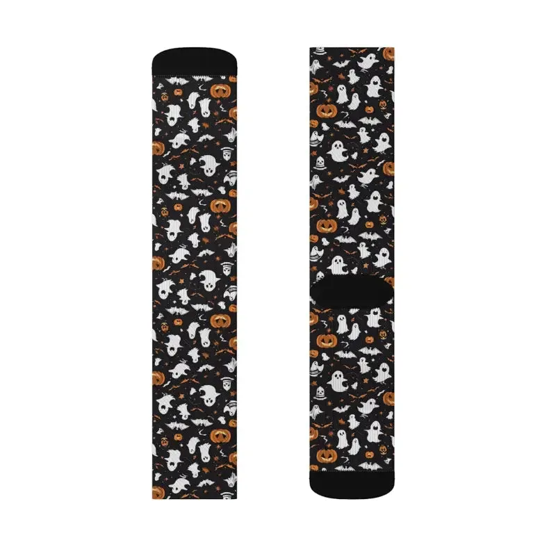 Trendy Sublimation Socks Ghosts and Pumpkin Style