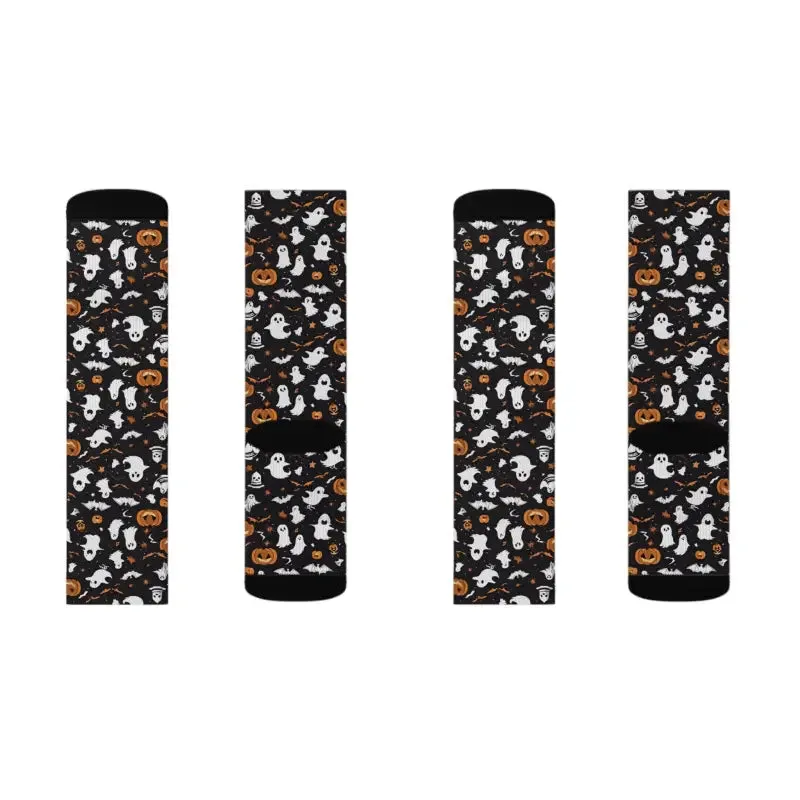 Trendy Sublimation Socks Ghosts and Pumpkin Style