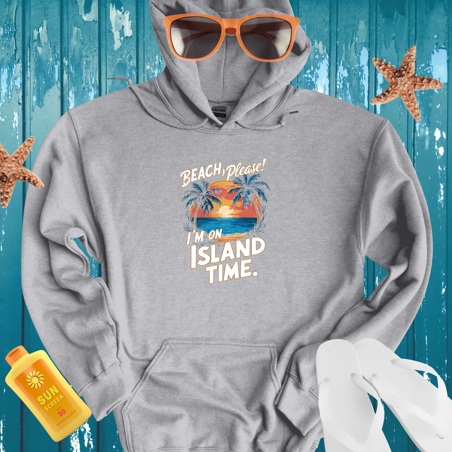 Tropical Sunset Island Time Hoodie For Beach Lovers
