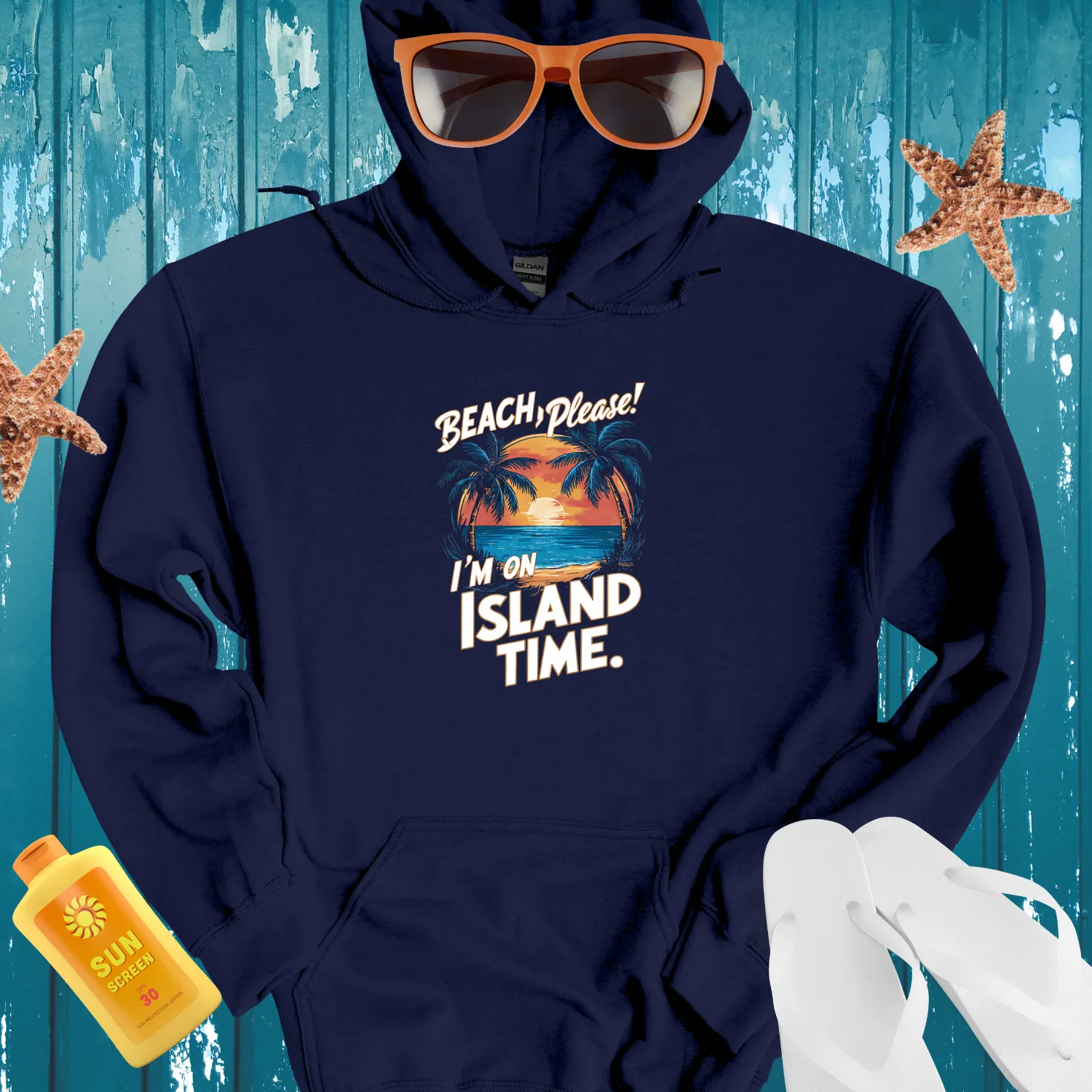 Tropical Sunset Island Time Hoodie For Beach Lovers