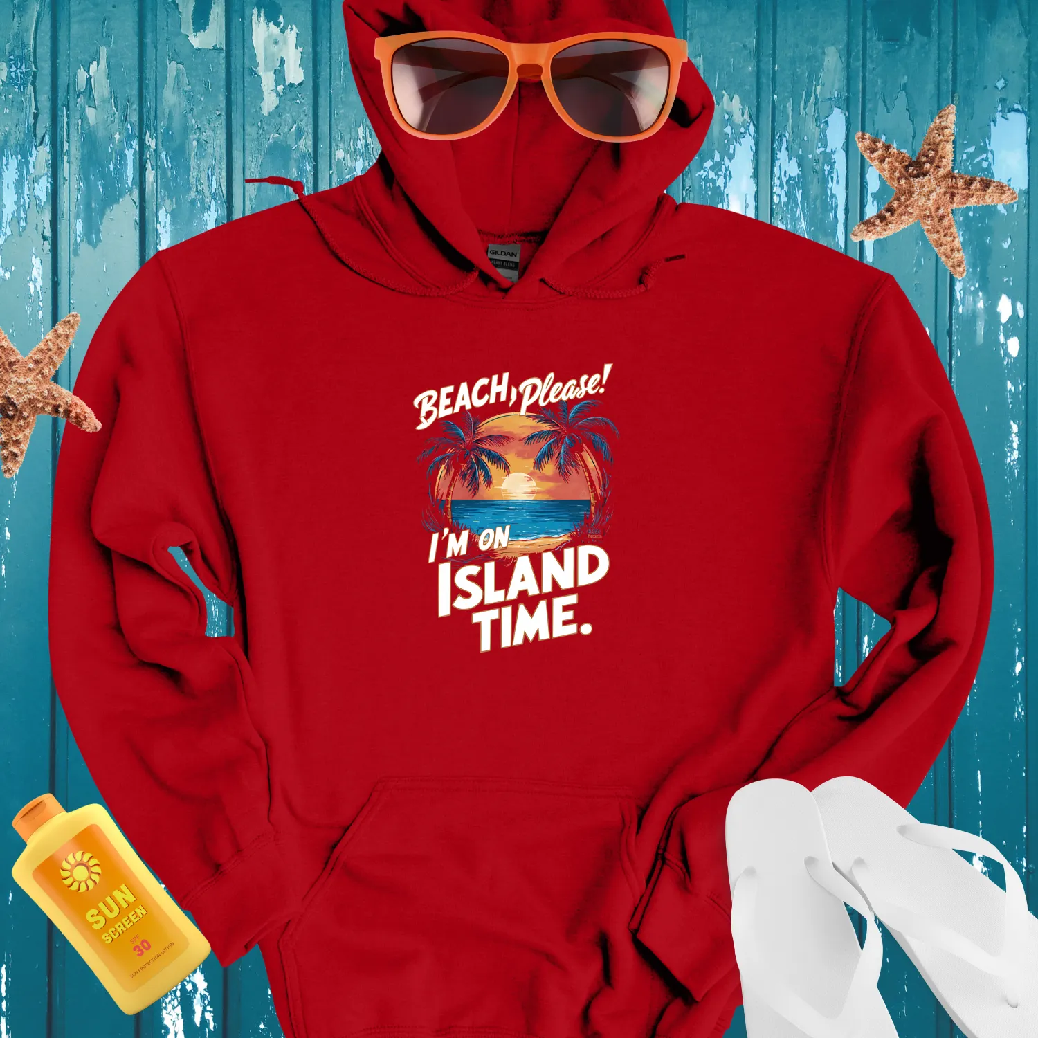 Tropical Sunset Island Time Hoodie For Beach Lovers
