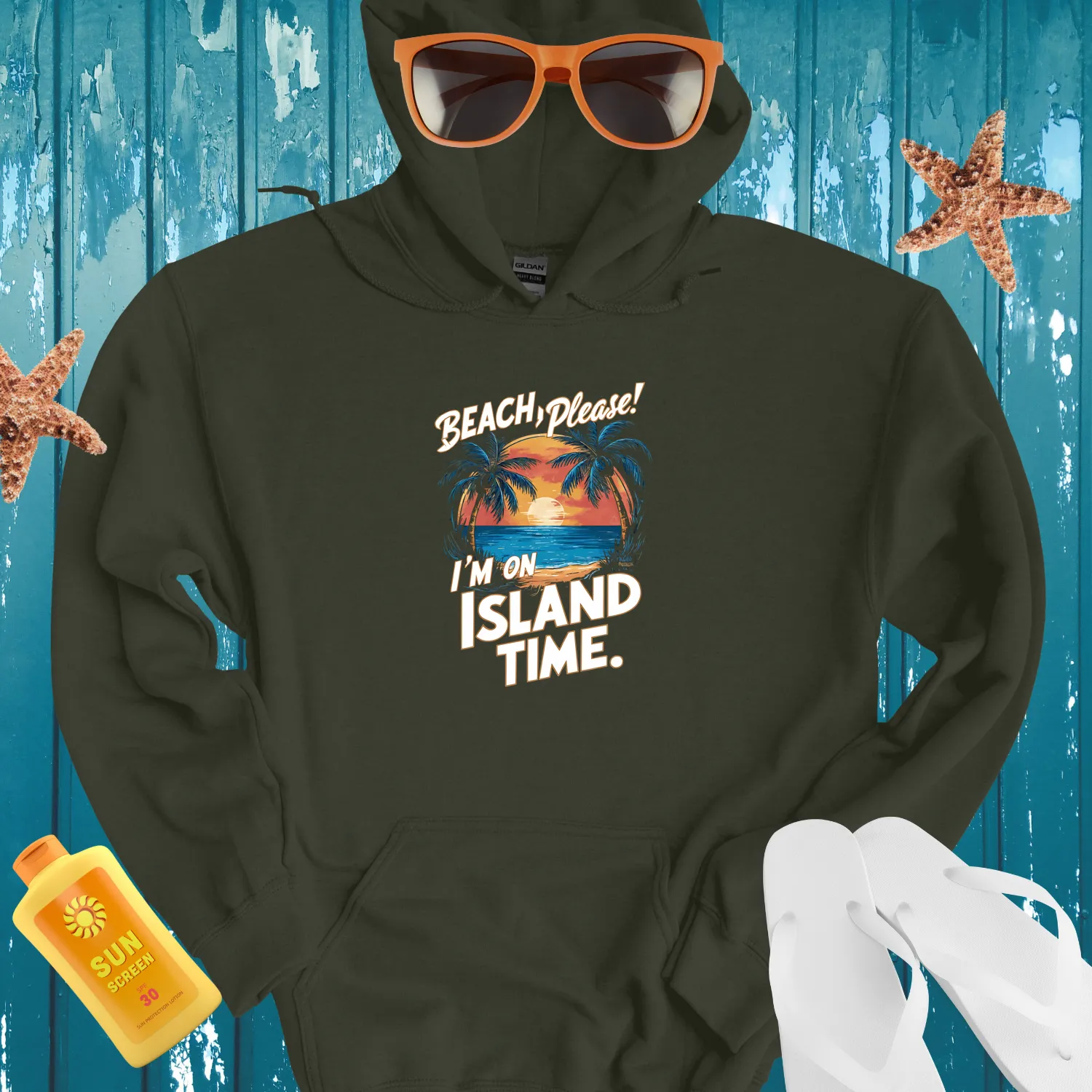 Tropical Sunset Island Time Hoodie For Beach Lovers