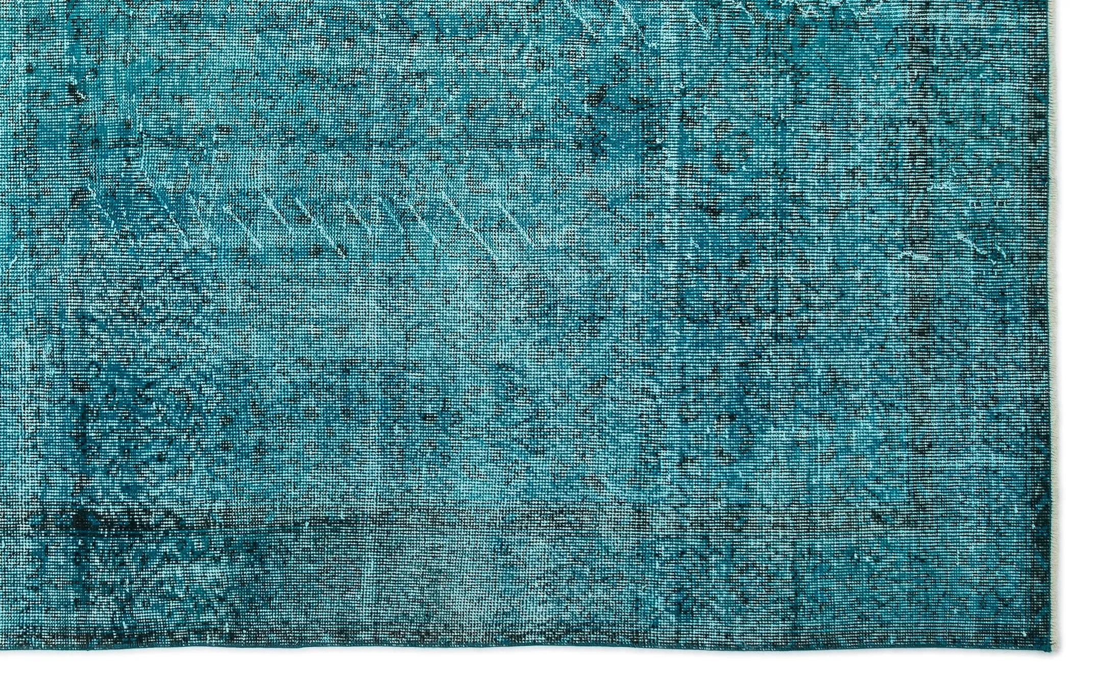Turquoise Over Dyed  Rug  I Retro Rug | Turkish Rug | Hand Weaving Rug  | Living Room Rug | Wool Rug | Vintage Rug | Tumbled Rug  | Retro Rug | Boho Rug I 6'4'' x 10'3'' ft 193 x 312 cm
