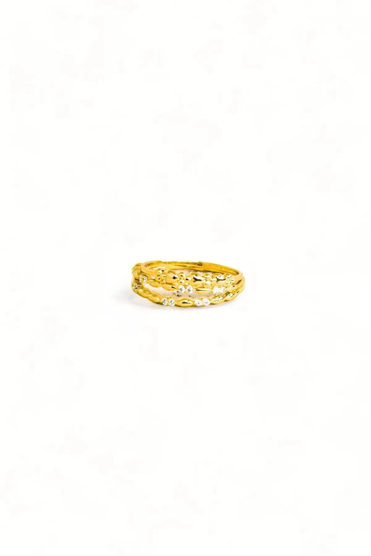 Two Gold Rhinestone Piece Delicate Fashion Ring Set