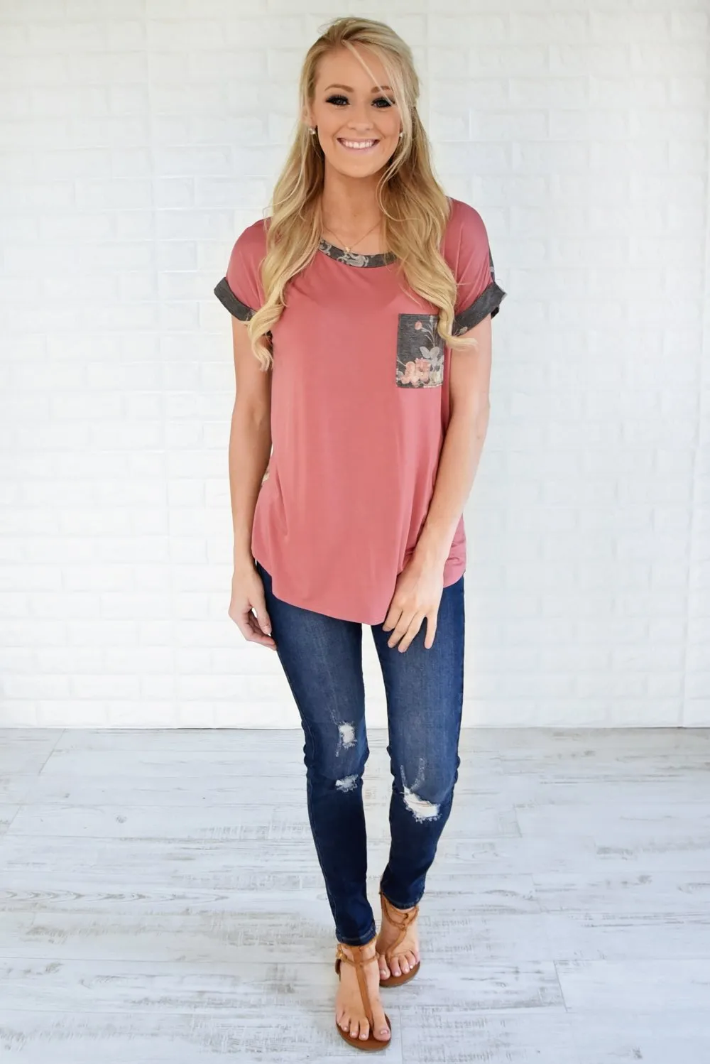 Two Sides of Me Floral Pocket Top