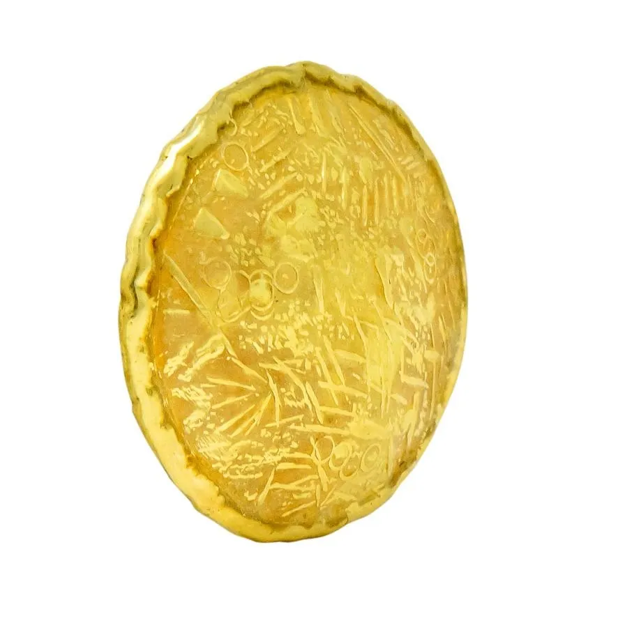 Unoaerre 18 Karat Yellow Gold Textured Disc Earrings