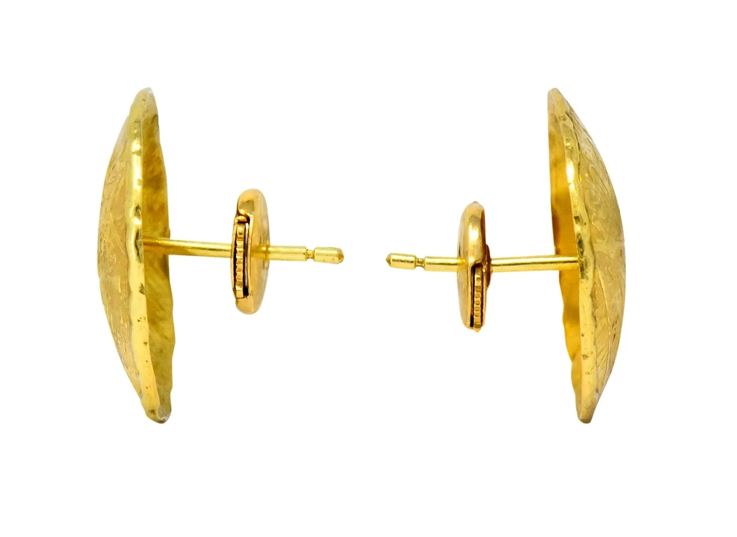Unoaerre 18 Karat Yellow Gold Textured Disc Earrings