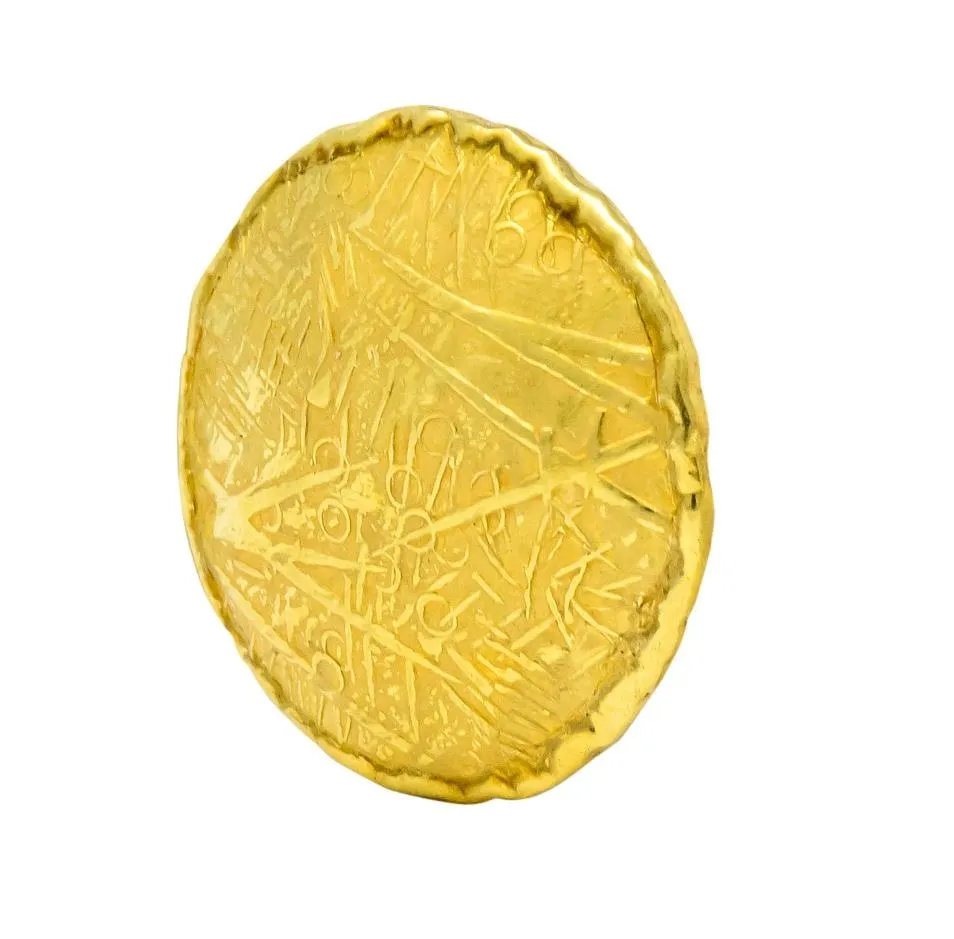 Unoaerre 18 Karat Yellow Gold Textured Disc Earrings