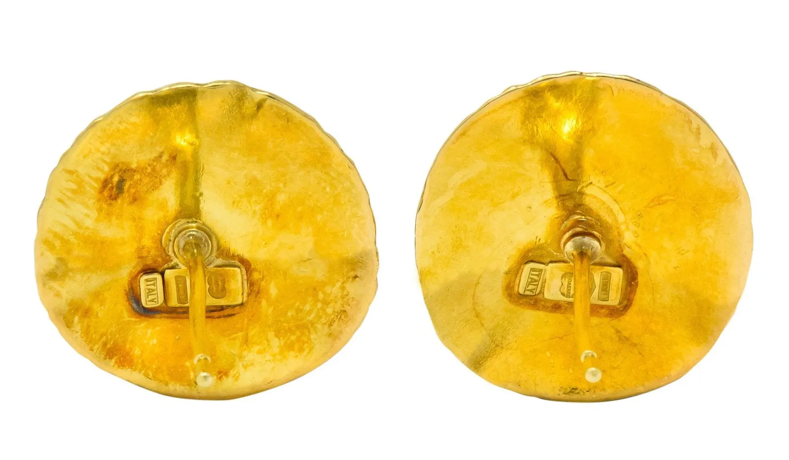 Unoaerre 18 Karat Yellow Gold Textured Disc Earrings