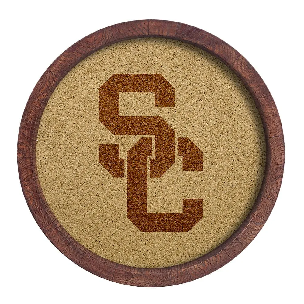 USC Trojans: "Faux" Barrel Framed Cork Board