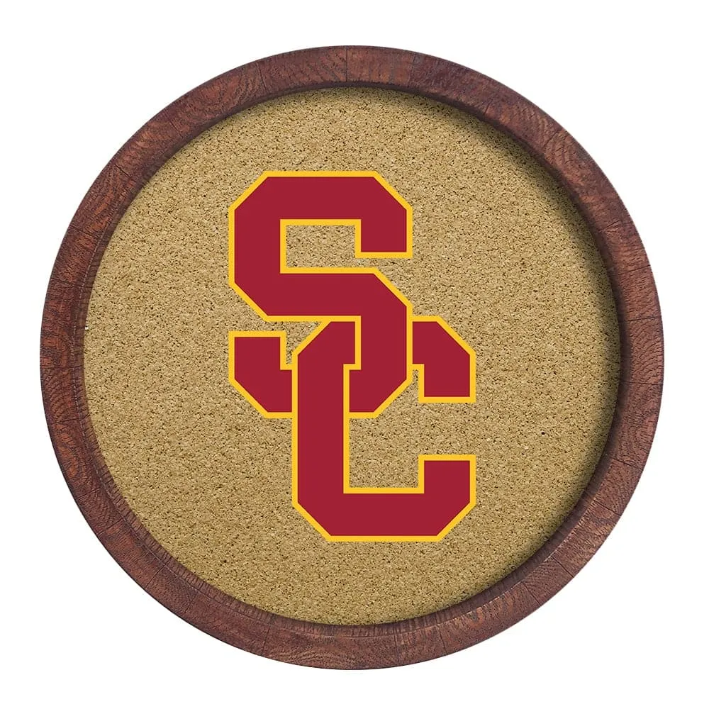 USC Trojans: "Faux" Barrel Framed Cork Board