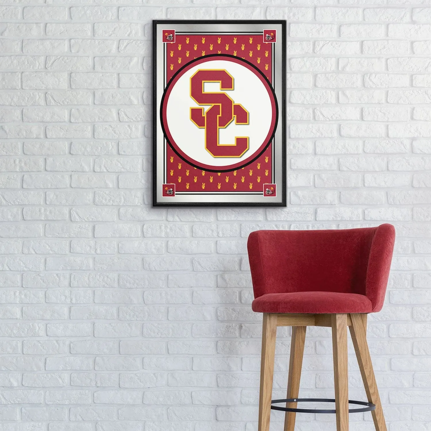 USC Trojans: Team Spirit, SC - Framed Mirrored Wall Sign
