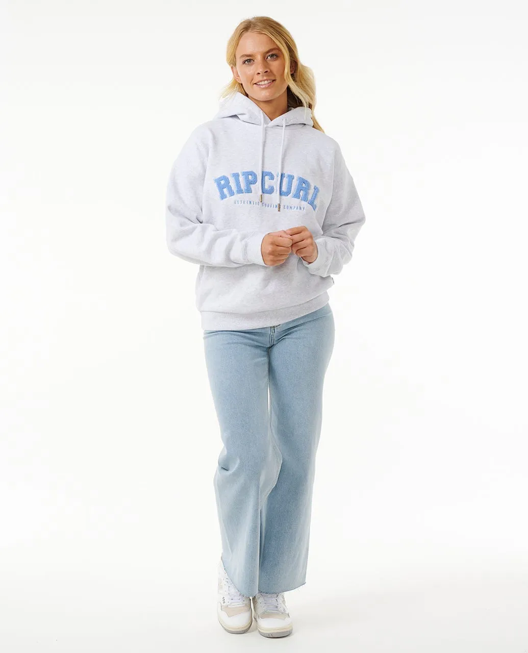 VARSITY HOODIE - GREY MARLE/MID BLUE