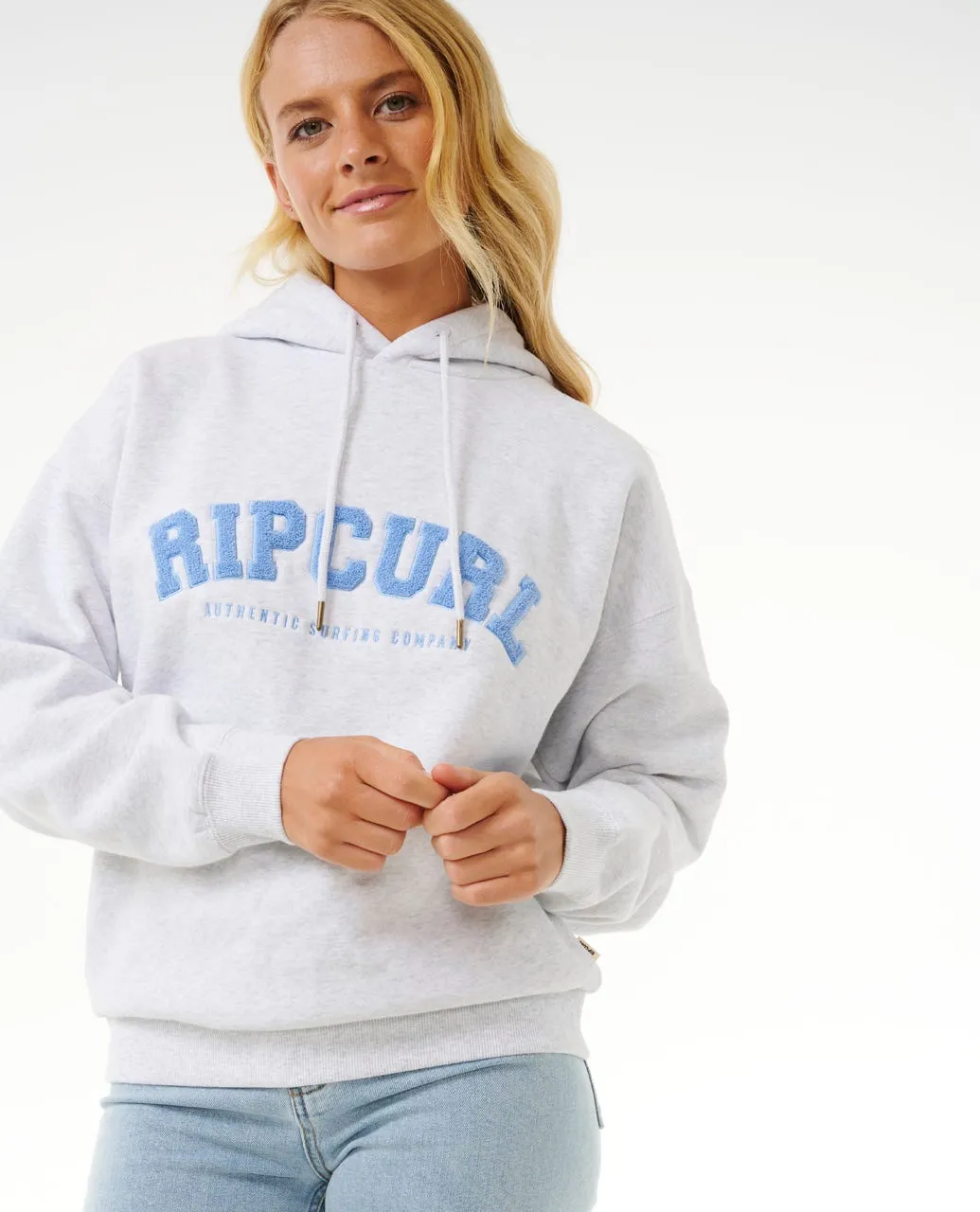 VARSITY HOODIE - GREY MARLE/MID BLUE