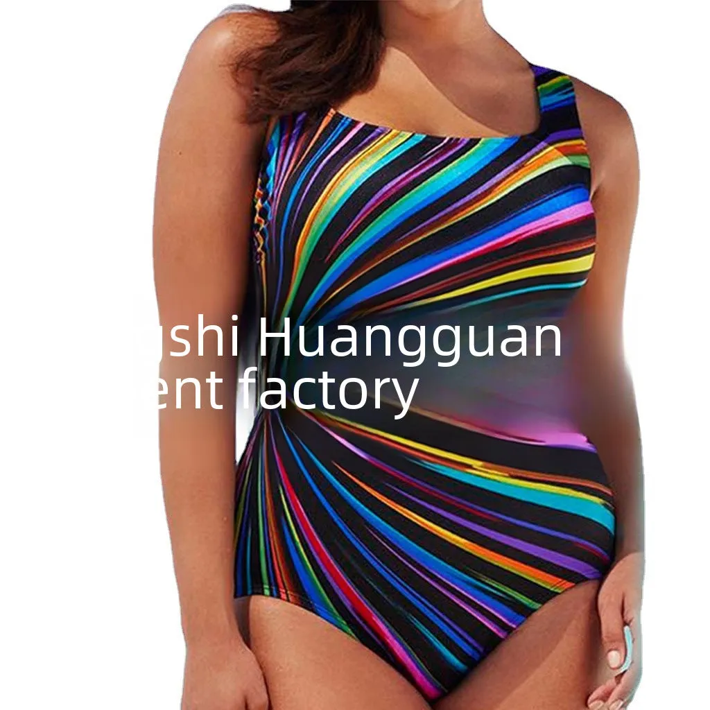Versatile Sports One-Piece Swimsuit With Retro Wave Design