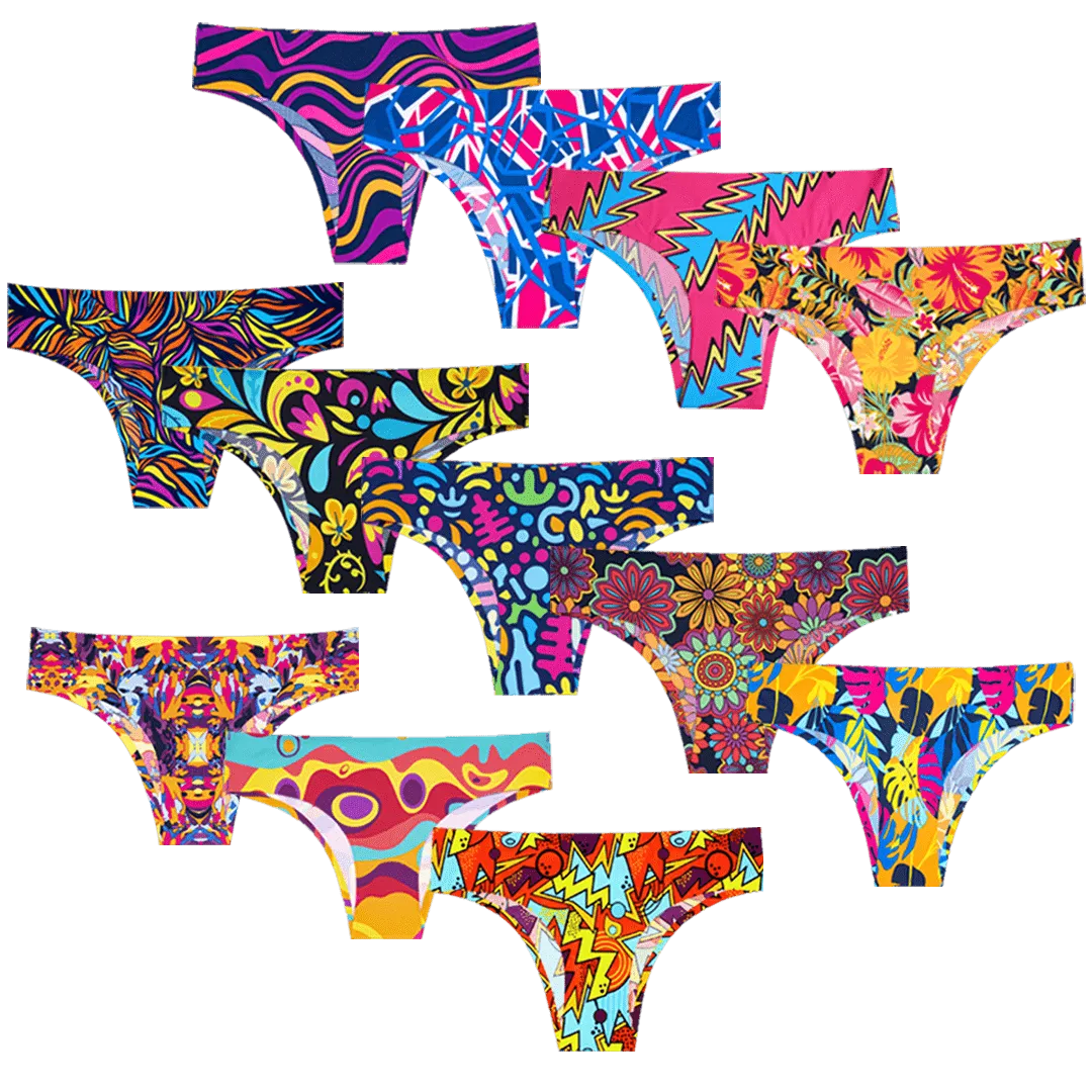 Vibrant Vibes Bundle - Ladies Seamless Brazilian Briefs 12 Pack Bundle