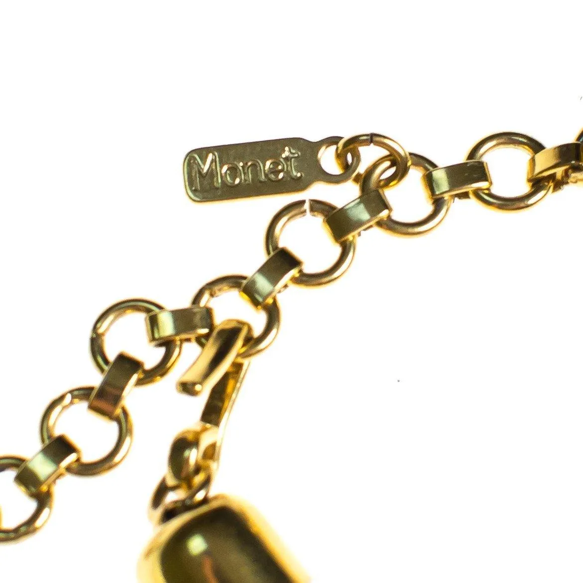 Vintage 1980s Monet Gold Collar Necklace with Wide Gas Pipe Chain