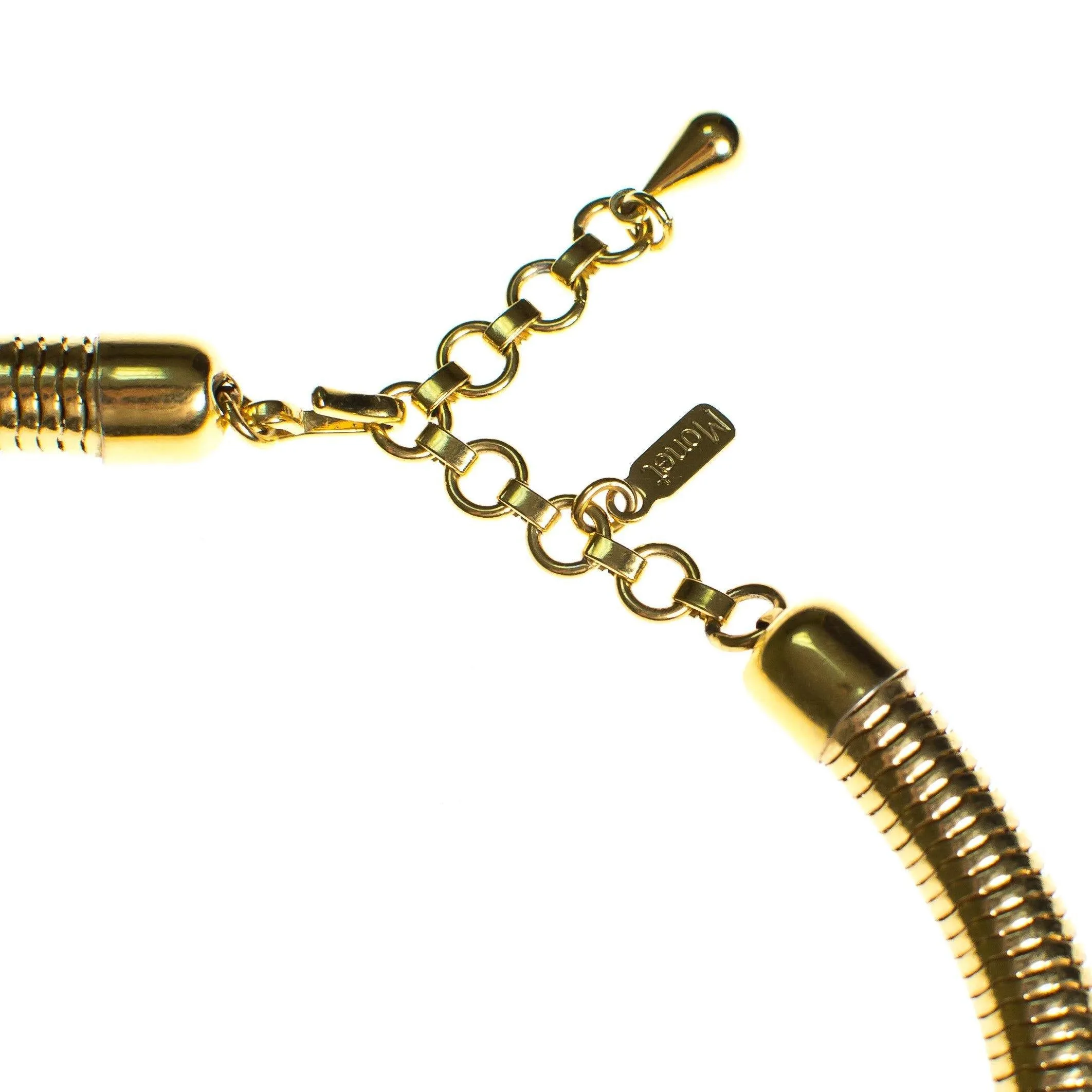 Vintage 1980s Monet Gold Collar Necklace with Wide Gas Pipe Chain