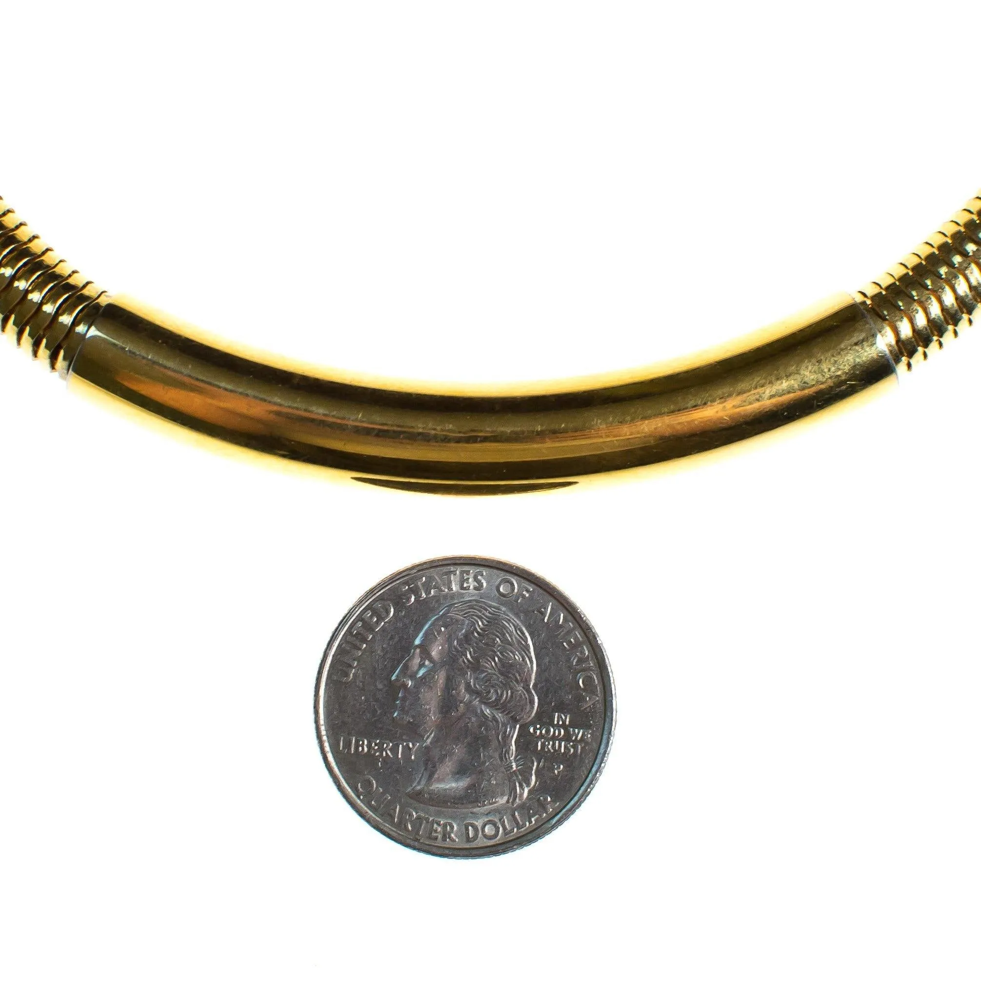 Vintage 1980s Monet Gold Collar Necklace with Wide Gas Pipe Chain