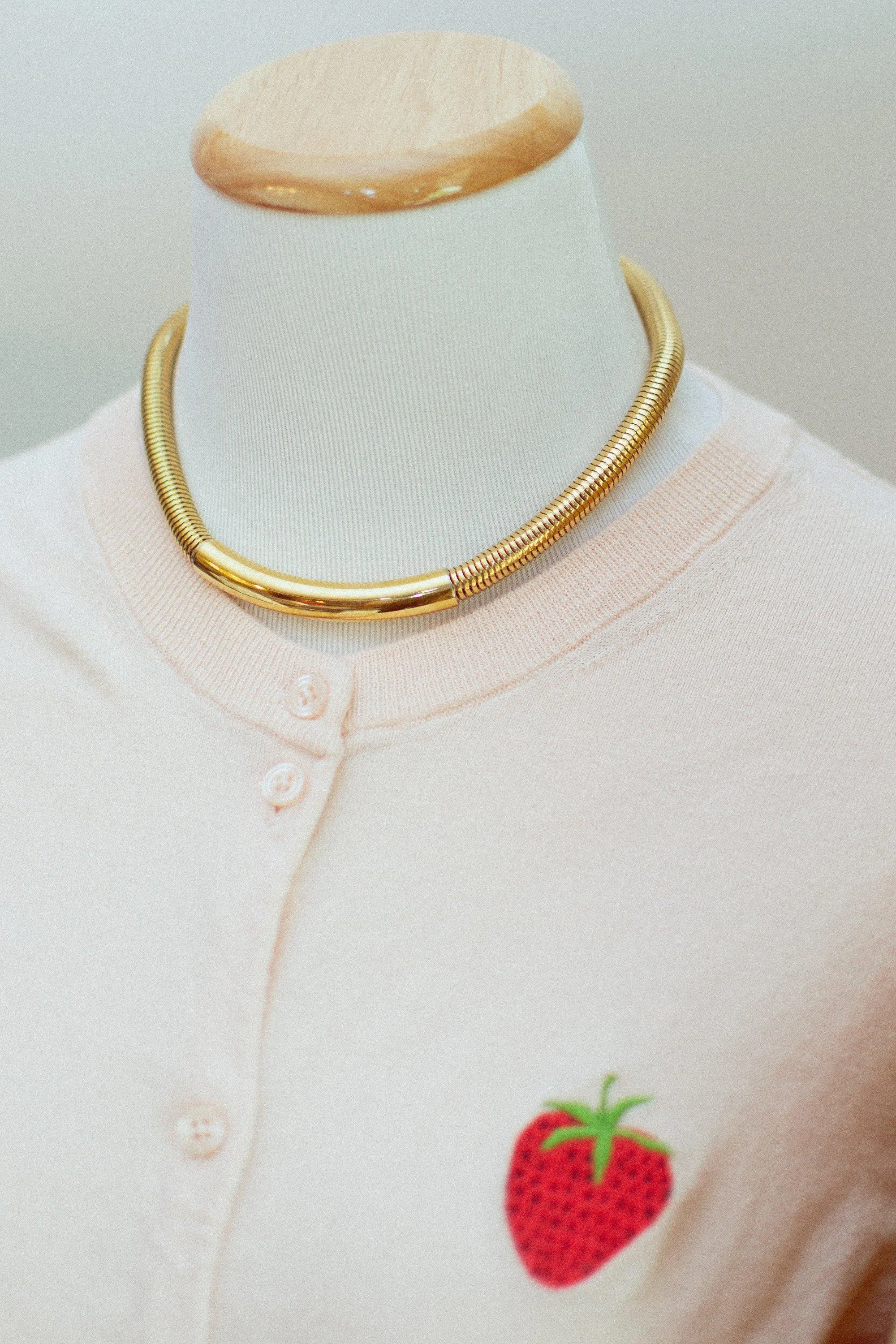 Vintage 1980s Monet Gold Collar Necklace with Wide Gas Pipe Chain