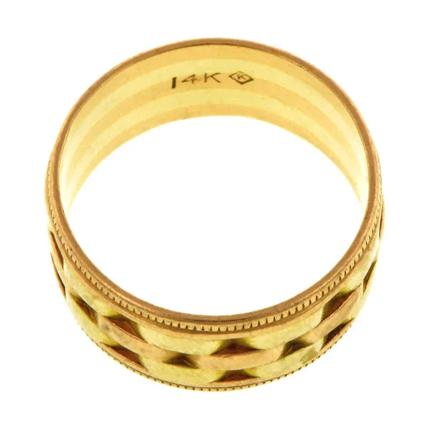 Vintage Patterned Wedding Band Ring, Size 6.5