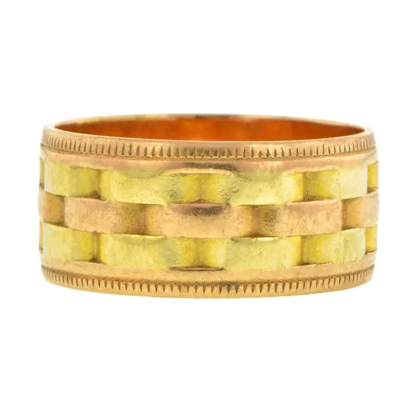 Vintage Patterned Wedding Band Ring, Size 6.5