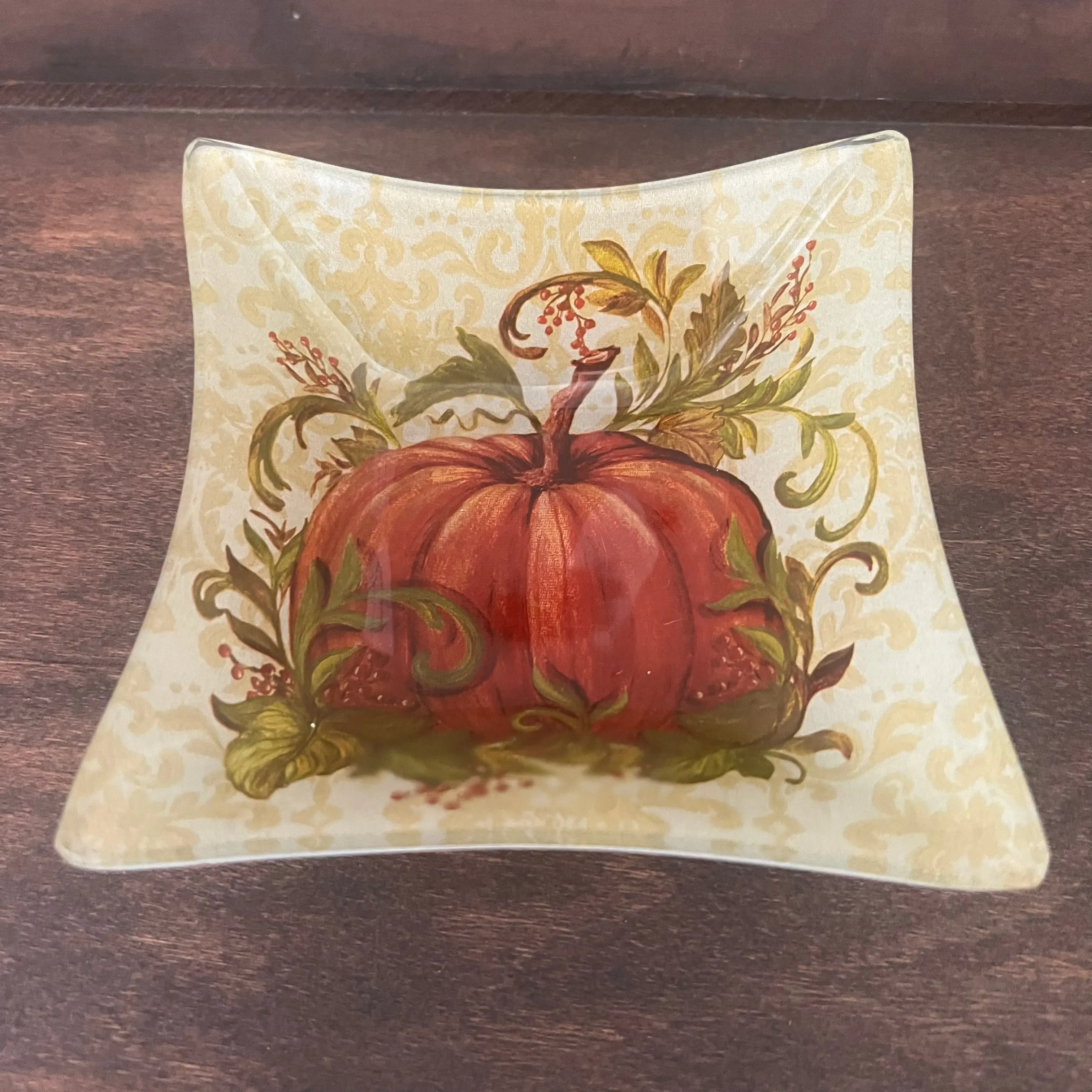 Vintage Prima Design Glass Pumpkin Bowl