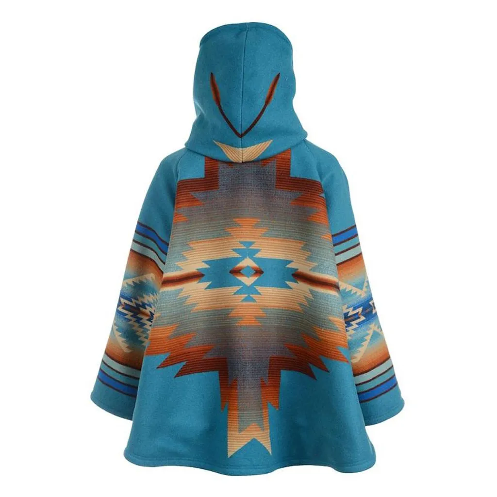 Vintage Retro NA Tribal Hooded Wool Coat