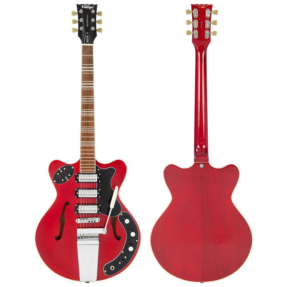 Vintage REVO Series 'Superthin' Electric Guitar ~ Cherry Red