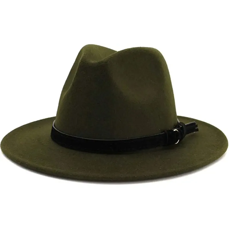 Vintage Wide Brim Fedora Hat With Belt Buckle