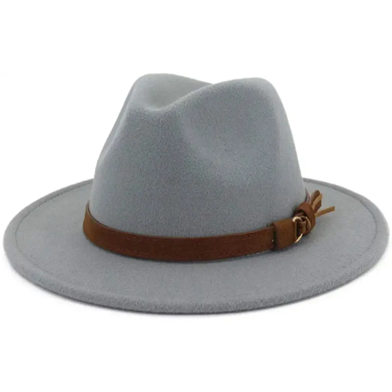 Vintage Wide Brim Fedora Hat With Belt Buckle