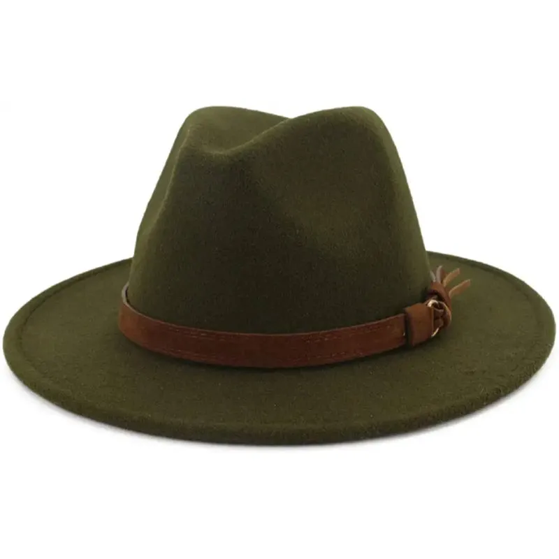 Vintage Wide Brim Fedora Hat With Belt Buckle