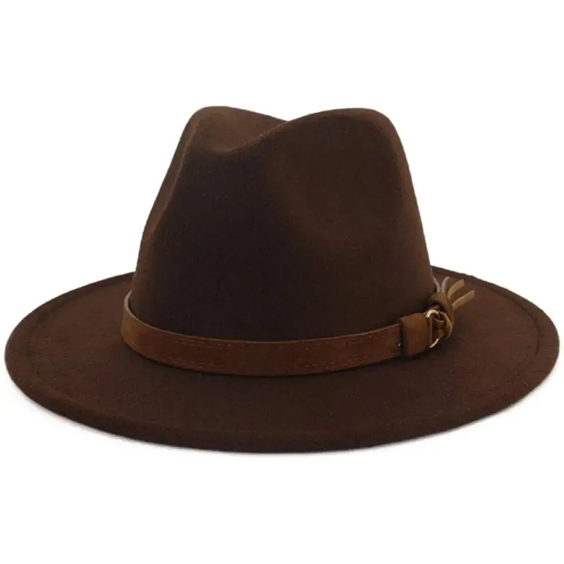 Vintage Wide Brim Fedora Hat With Belt Buckle