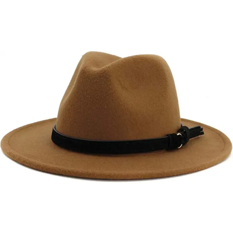 Vintage Wide Brim Fedora Hat With Belt Buckle