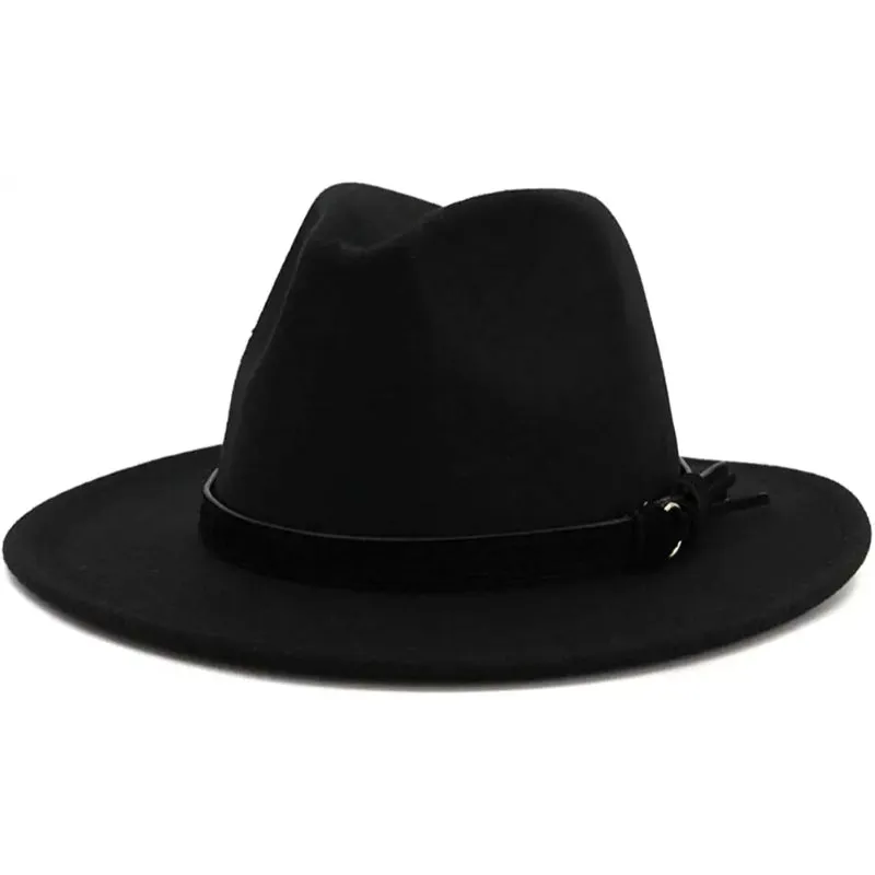 Vintage Wide Brim Fedora Hat With Belt Buckle