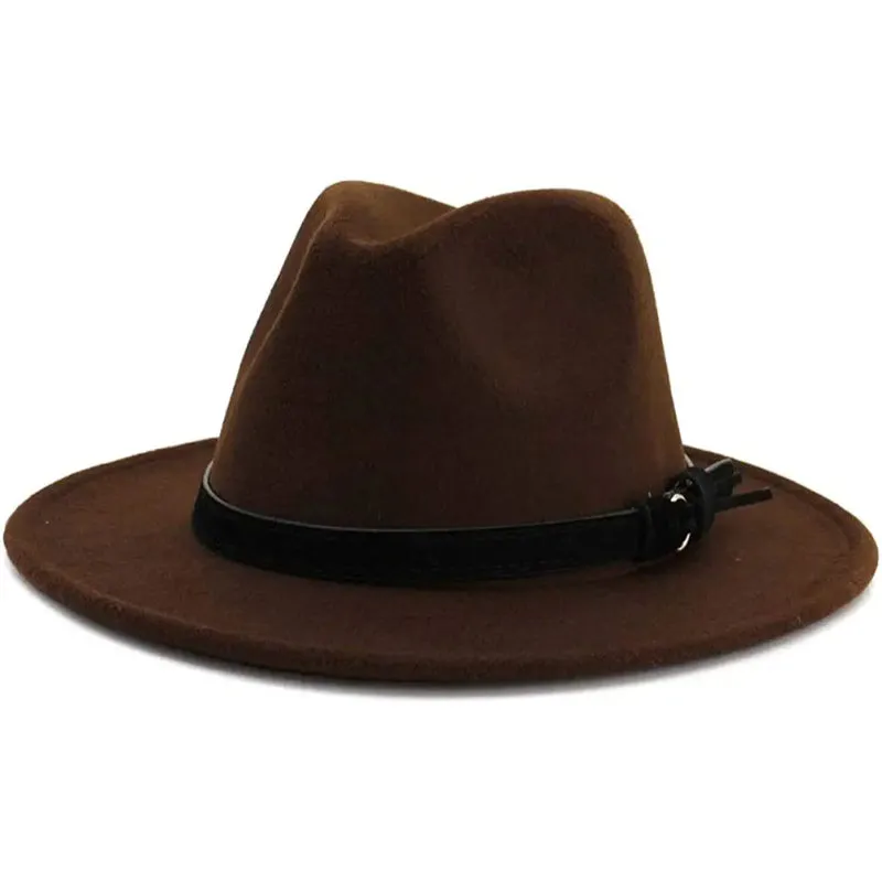 Vintage Wide Brim Fedora Hat With Belt Buckle