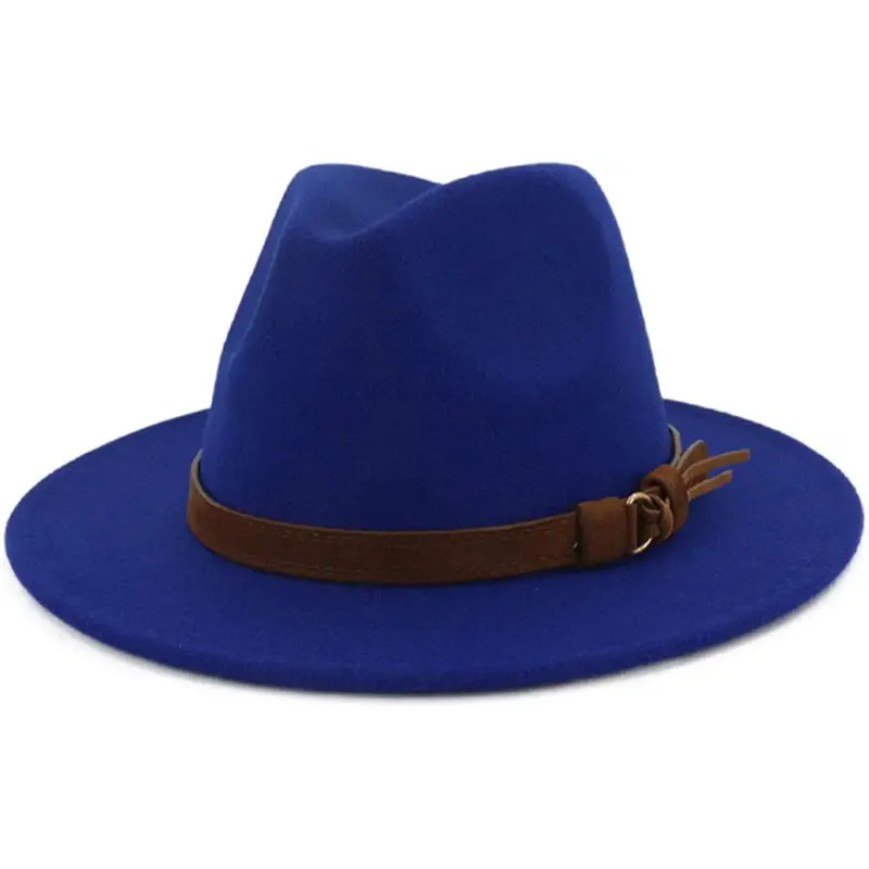 Vintage Wide Brim Fedora Hat With Belt Buckle