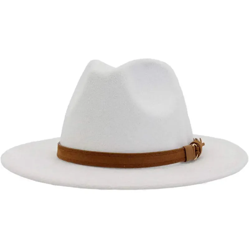 Vintage Wide Brim Fedora Hat With Belt Buckle
