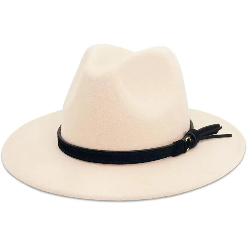 Vintage Wide Brim Fedora Hat With Belt Buckle