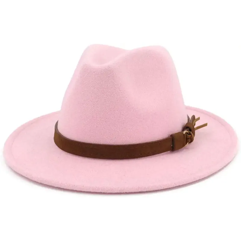 Vintage Wide Brim Fedora Hat With Belt Buckle