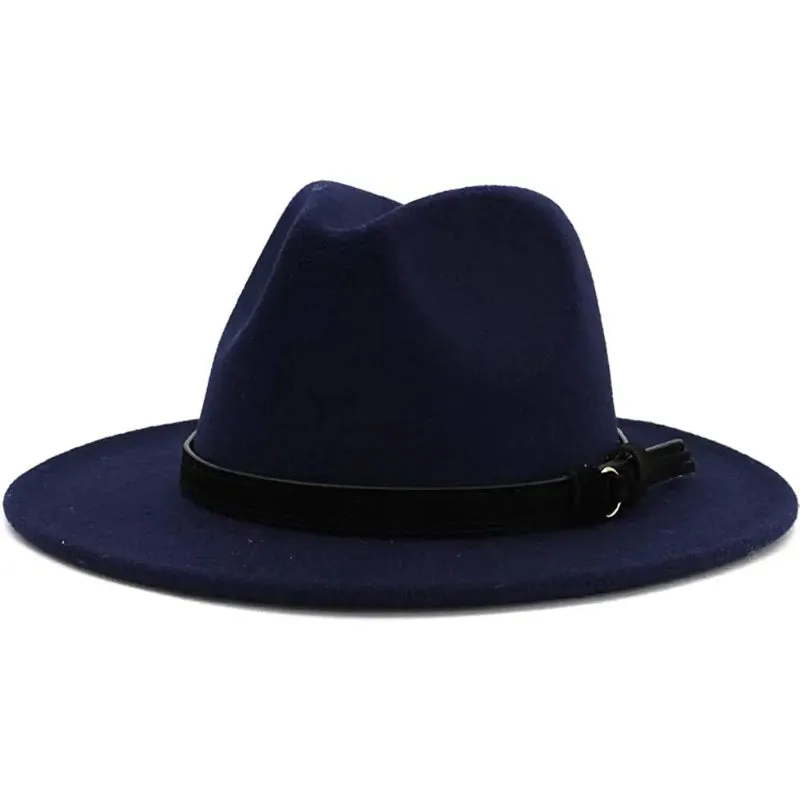 Vintage Wide Brim Fedora Hat With Belt Buckle