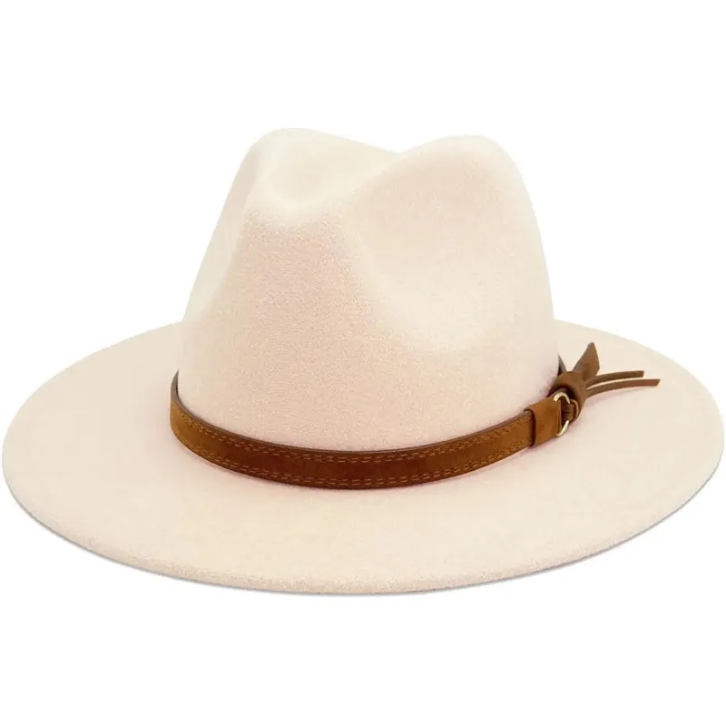 Vintage Wide Brim Fedora Hat With Belt Buckle