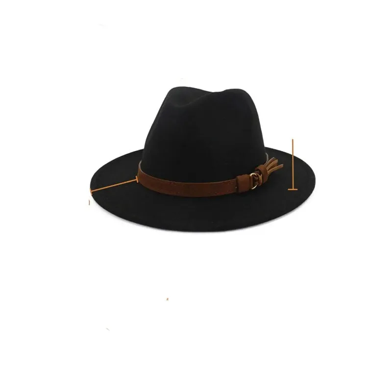 Vintage Wide Brim Fedora Hat With Belt Buckle